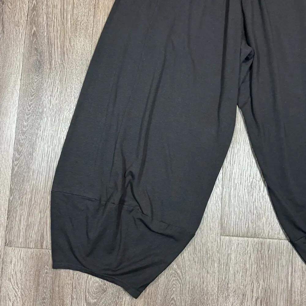 Lisa Bayne Black Bamboo Cotton Blend Cropped Harem Pants Medium Made in USA - Picture 13 of 13